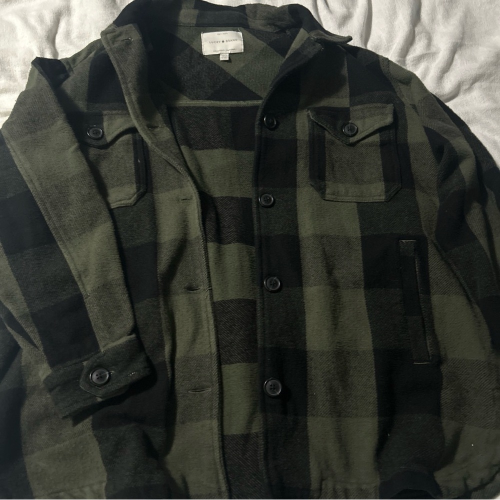 Lucky Brand Olive and Black Checkered Jacket